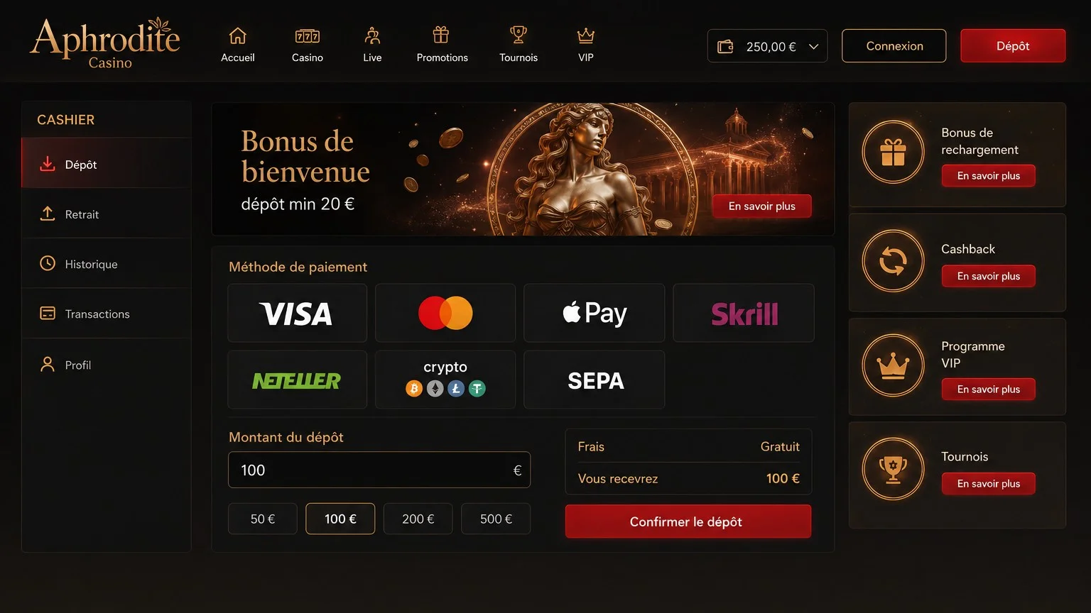 Aphrodite Casino dépôts et retraits méthodes de paiement rapides Aphrodite Casino dépôts et retraits méthodes de paiement